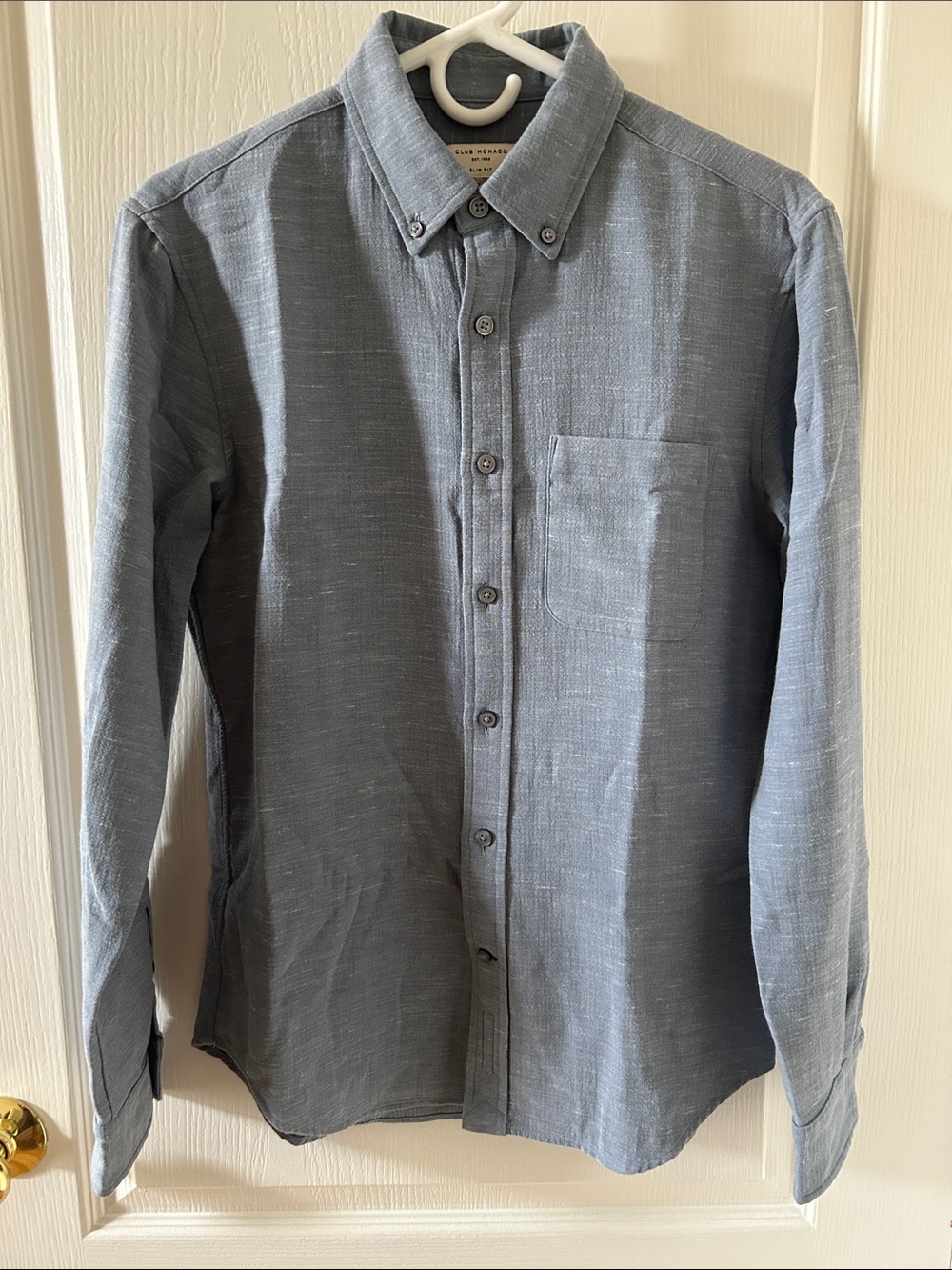 Club Monaco Slate Blue Long Sleeve Button Down Shirt Slim Fit Size Small - Picture 2 of 6